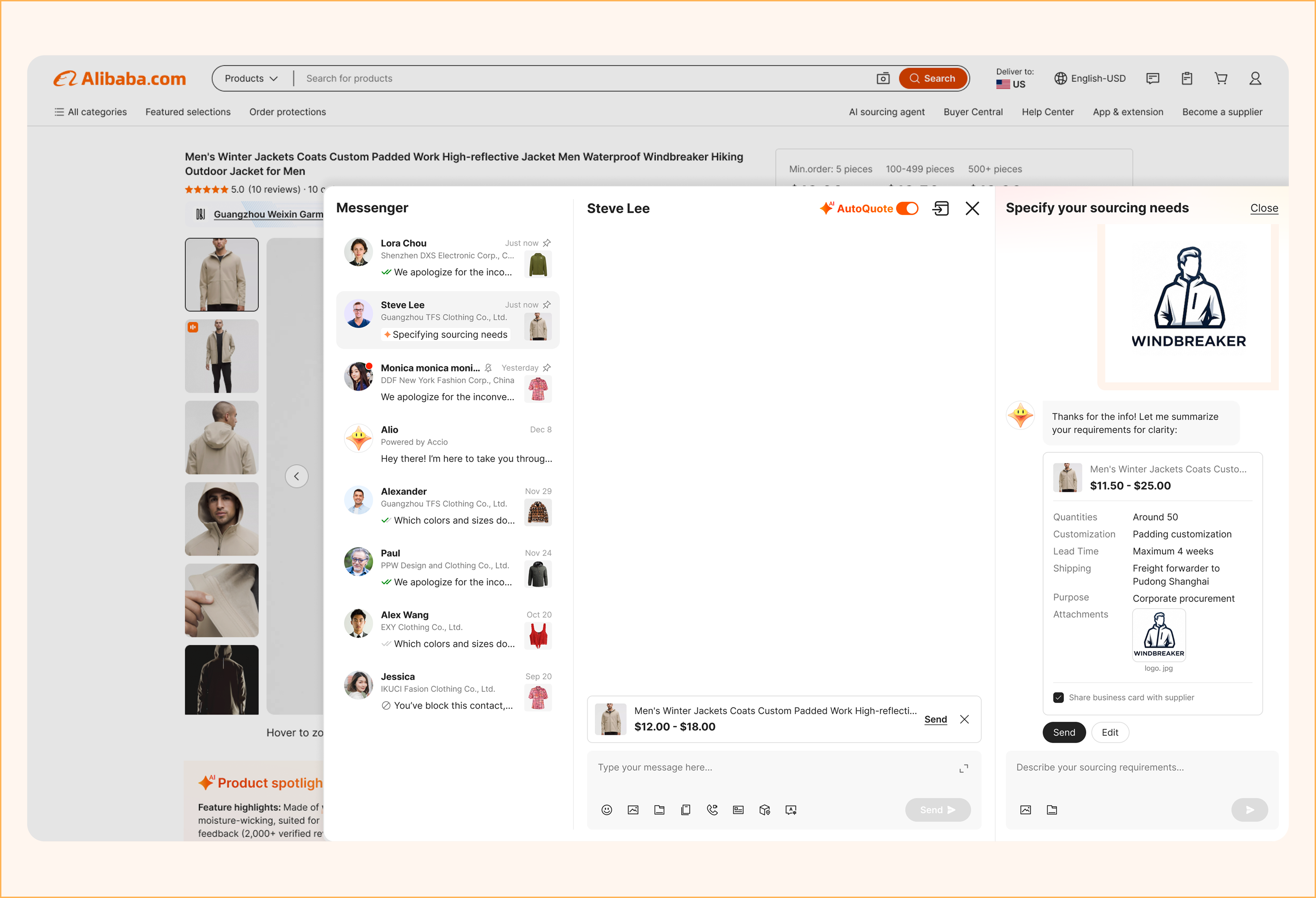AutoQuote turning the buyer inquiry requirements into a form