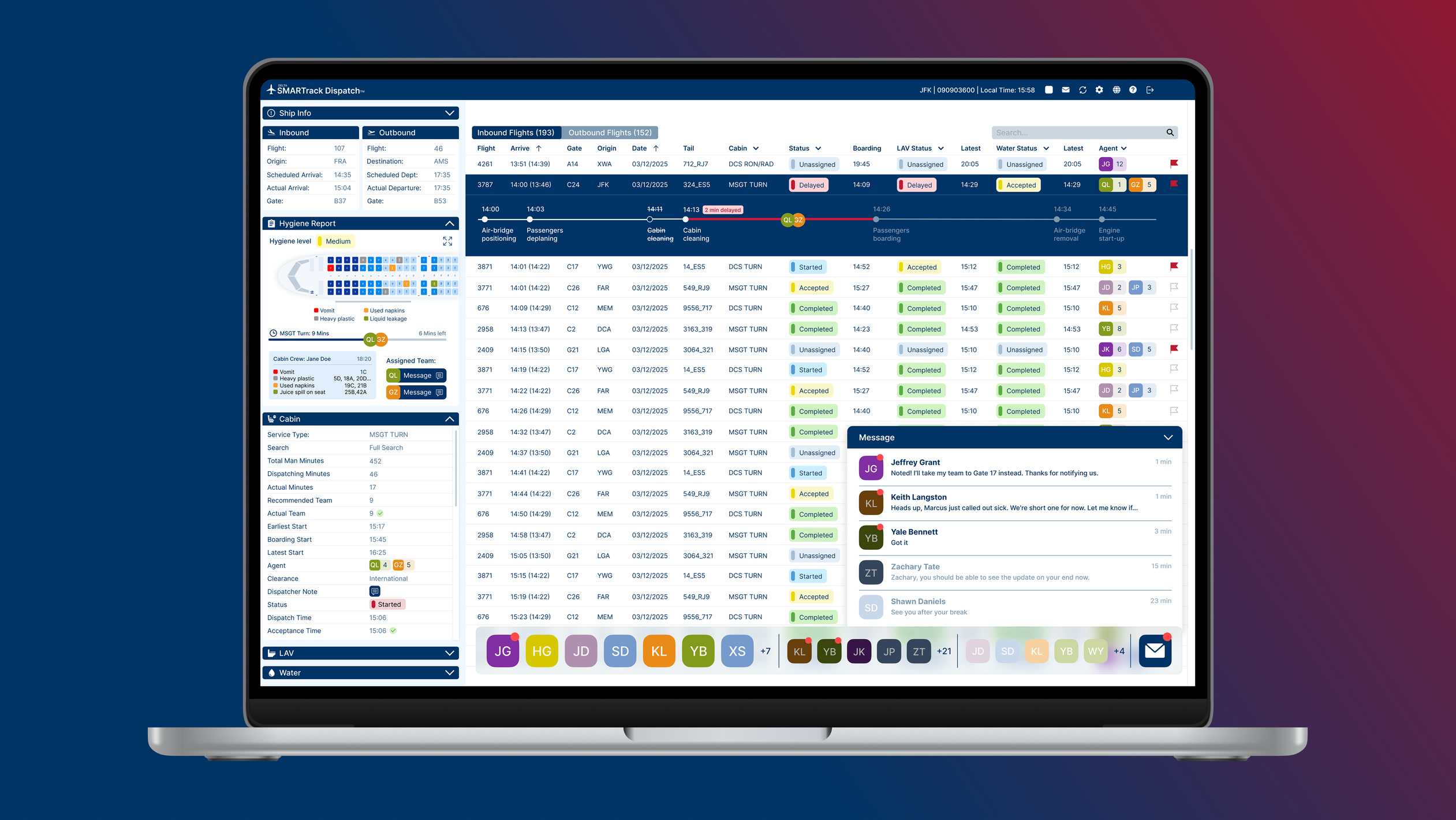 SMARTrack Dispatch dashboard shown on a laptop